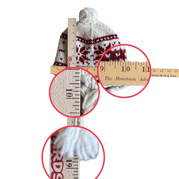 Nepal Fair Isle Heavy Wool Knit Sherpa Hat OS Fleece Lined Ear Flap Long Tassel - Picture 12 of 12